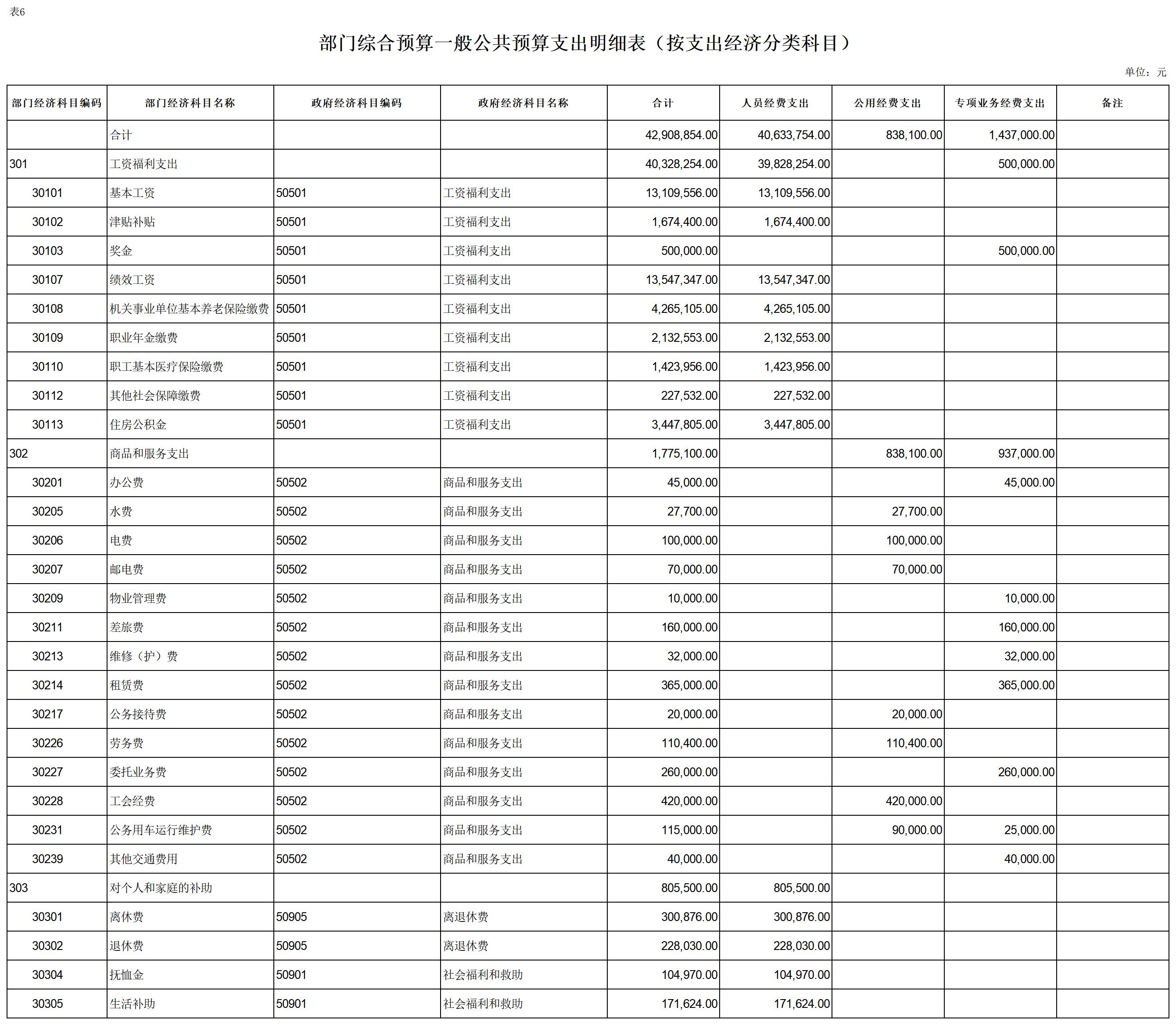 2024年单位预算公开报表（裴）_表6-一般公共预算支出明细表（按经济分类科目）